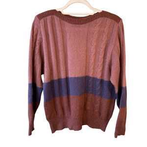 Vintage Kezia Tricot Colorblock Italian Crew Neck Sweater Size S Textured Cozy